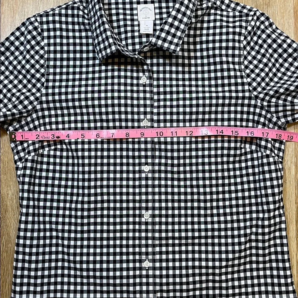 J. Crew Black White Gingham The Perfect Shirt Women's 8 Tall EUC Cotton Checked - Picture 7 of 10